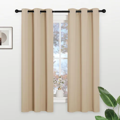 Vista 50 de KGORGE - Cortinas opacas grises para dormitorio 2 paneles, 42 x 63 pulgadas con ojales, cortinas de oscurecimiento de habitación con aislamiento