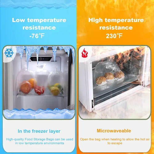 Vista 4 de RyhamPaper Bolsas de almacenamiento de alimentos, 1 rollo de 12 x 16 bolsas de plástico para productos en rollo de frutas, verduras, pan, bolsas