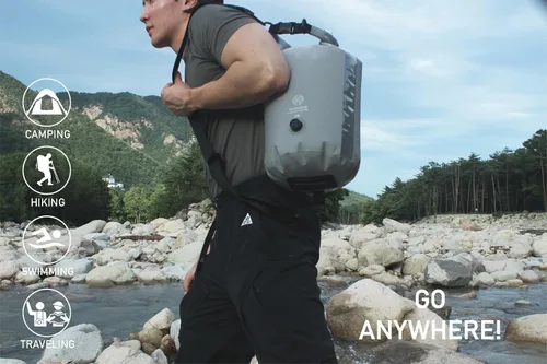 Vista 5 de Bolsa de Lavado Máquina de Lavar Portátil - Bolsa Seca Completamente Impermeable de 15L - Máquina de Lavar de Nylon Ligera Compacta - Lavadora