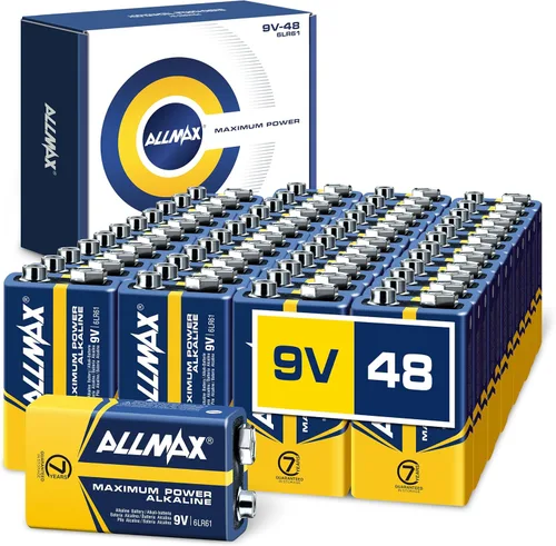 Vista 7 de Allmax - Pilas alcalinas de 9 V de potencia máxima (4 unidades) – Ultra duradera, 7 años de vida útil, diseño a prueba de fugas, rendimiento superior