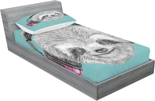 Vista 36 de Ambesonne - Juego de sábanas bajeras y fundas de almohada, diseño primaveral de acuarelas con jardín de hierbas y flores, juego de 4 piezas