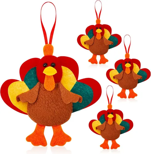 Suhine 4 piezas de juguete de pavo de Acción de Gracias a granel mini juguetes de peluche para regalo de cumpleaños, decoración de fiesta de Acción