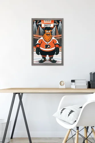 Vista 6 de Trends International NHL Philadelphia Flyers - Póster de pared Gritty 19, 14.725 x 22.375 pulgadas, versión enmarcada de madera de granero
