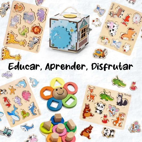 Vista 4 de Pikatoyz® Rompecabezas de madera para niños pequeños de 1 a 3 años - Juguetes educativos y de aprendizaje Montessori - Rompecabezas de madera