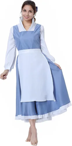 Vista 5 de Lofeery Disfraz de Bella para mujer, disfraz de sirvienta de cosplay, vestido de princesa, vestido de fiesta de Halloween