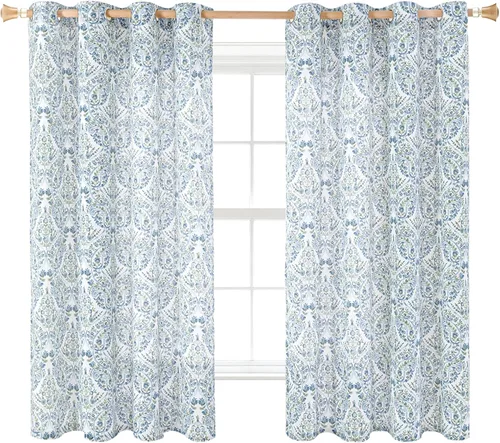 BGment Cortinas bohemias para dormitorio, cortinas semitransparentes con ojales para filtrar la luz, con ojales, para ventana de granja, 2 paneles,