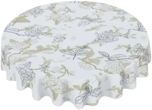 Pastoral Round Tablecloth Floral Print Table Cloth Decor Washable Table Cover with Wrinkle Resistant for Home Kitchen Dining Room Picnic Camping