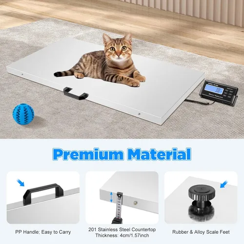 Vista 4 de Báscula de ganado, 1,102.3 lbs/1100 libras, báscula digital de envío postal resistente para mascotas veterinaria con plataforma grande de acero