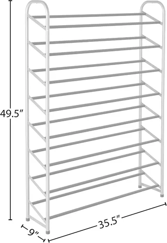Vista 8 de Whitmor Torre de zapatos de 8 niveles, 40 pares, con estantes antideslizantes