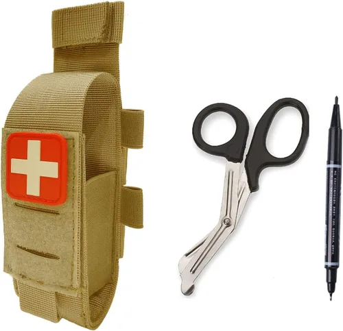 Vista 14 de Cartuchera Táctica para Torniquete TQ Estuche para Torniquete Trauma Médico Bolsa para Tijeras (Rojo)