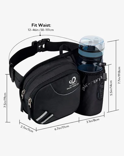 Vista 3 de Waterfly - Cangurera de senderismo con soporte para botella de agua para hombres y mujeres, para correr y pasear al perro, para iPhone 8 Plus