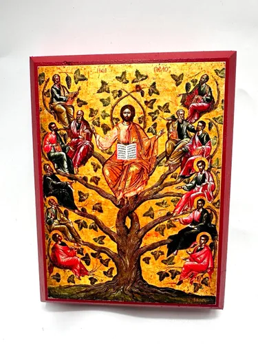 Vista 4 de Wooden Greek Orthodox Christian Icon Jesus Christ The True Vine (5.5" x 7.5")