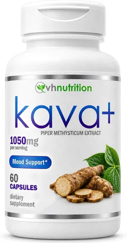 VH Nutrition KAVA+ | Cápsulas de kava kava | 1050 mg Piper Methysticum + Kavalactonas | Suplemento de apoyo del estado de ánimo* | 60 cápsulas