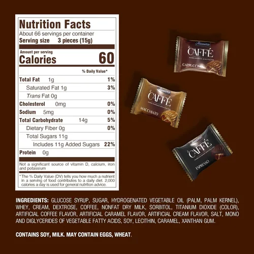 Vista 2 de Maestro Massimo IL Caffè Best Coffee Candy Surtido envuelto individualmente con relleno - Macchiato, espresso, capuchino, 2.2 libras (paquete de 1)
