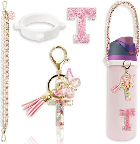 Vista 58 de Letter Handle Strap Accessories with Cute Initial Charm Compatible with Owala Water Bottle 24oz 32oz 40oz Owala Kids