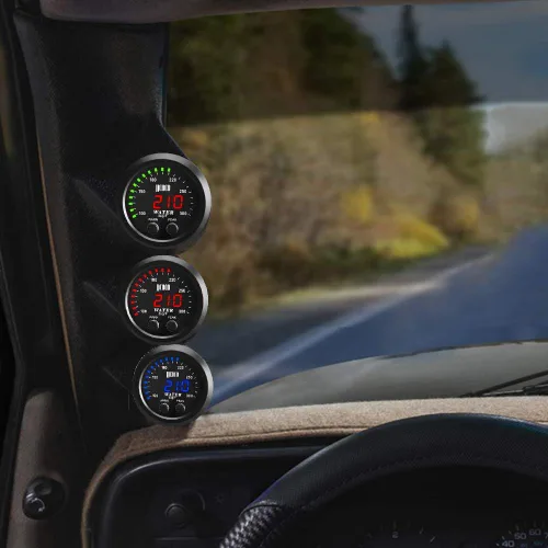 Vista 9 de Medidor universal de temperatura del agua de 2.047 in con alarma y sensor de 1/8 Npt Medidor digital para automóvil, pantalla roja, temperatura