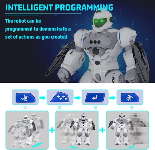 Vista 4 de SONOMO Juguetes para niños varones de 6 a 9 años, regalos de robot RC para niños, robot inteligente programable (blanco)