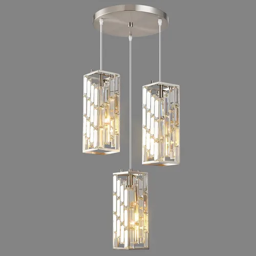 Vista 13 de Iluminación colgante cromada, lámpara colgante moderna, mini candelabros de cristal, accesorio de lámpara colgante ajustable para isla de cocina