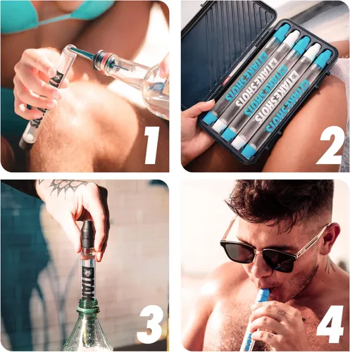 Vista 6 de TakeShots Take V2 - Soporte para chupitos y popote para bebidas y cazadores - Experience Shots On The Go - Se adapta a todas las botellas estándar