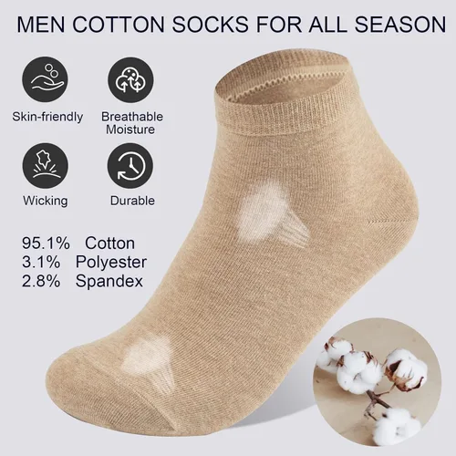 Vista 2 de J-BOX Calcetines de algodón para hombre, paquete múltiple, delgados, transpirables, cómodos, de verano, de corte bajo