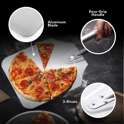 Vista 9 de New Star Foodservice 50219 - Pelador de pizza de aluminio, mango de madera, hoja de 9 x 11 pulgadas, 26 pulgadas en total