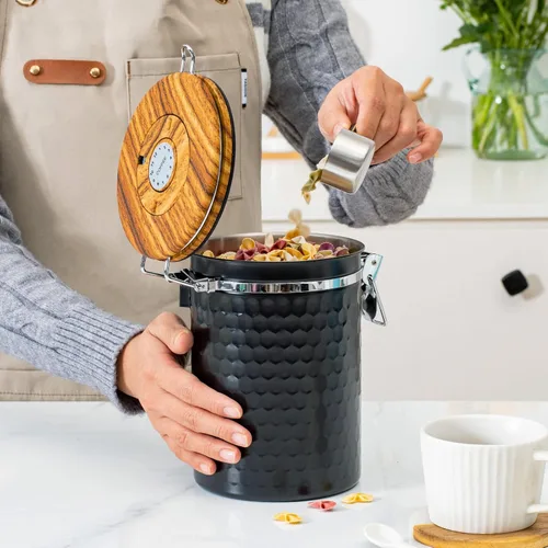 Vista 7 de TEDSWAIT Coffee Canisters - Recipiente hermético de almacenamiento de granos de café para cocina, contenedor de almacenamiento de alimentos de acero