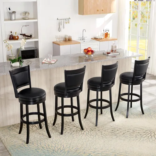 Vista 42 de Ball & Cast Taburetes giratorios tapizados para mostrador de cocina, taburetes de bar de 24 pulgadas de altura del asiento, silla de taburete