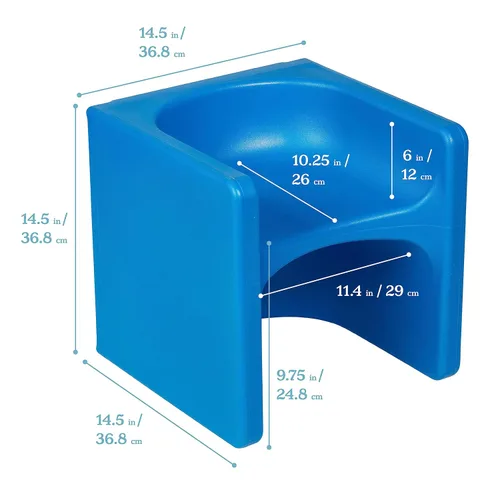 Vista 60 de ECR4Kids Tri-Me 3 en 1 silla cubo, muebles para niños, color azul polvo