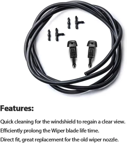 Vista 2 de Kit de boquillas para limpiaparabrisas delantero para Dodge, Jeep, Ram – Reemplaza OEM # 4805742AB Manguera de chorro y fluido con conector