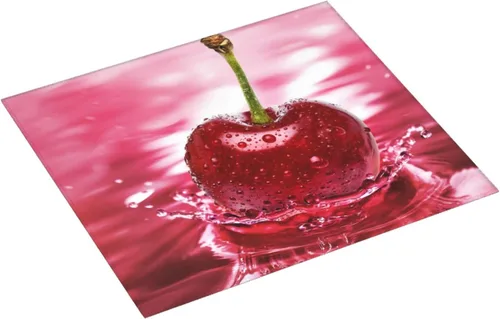 Vista 2 de Tapete de secado de platos con diseño de cerezas rojas para cocina, ultra absorbente, tapete escurridor de microfibra, tapete de café grande