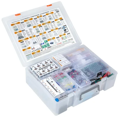 Vista 4 de XXXL Kit de caja surtida de componentes electrónicos, 5228 piezas, condensadores, transistores, potenciómetros, diodos, circuitos integrados