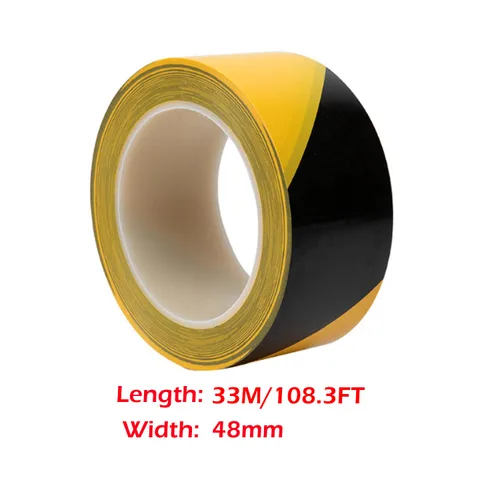 Vista 5 de Cinta adhesiva multiusos, cinta de advertencia negra y amarilla, resistente al desgaste, cinta de marcado de piso de taller de 2 pulgadas x 108 pies