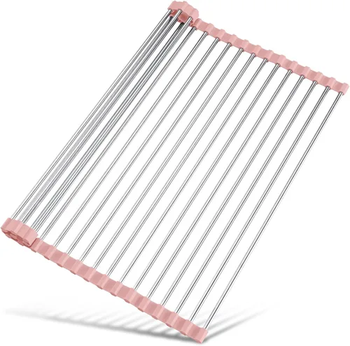 Vista 16 de Tomorotec Escurridor de platos enrollable de 17.7 x 12.5 pulgadas para colocar sobre el fregadero, para fregadero de cocina, accesorios multiusos