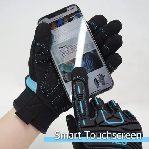 Vista 6 de DEX FIT Guantes de trabajo MG310 Impact, duraderos, agarre de alta resistencia, antivibración, absorción de impactos, ajuste cómodo, compatible