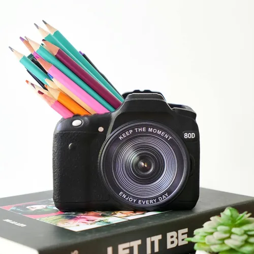 Vista 6 de Decoración de escritorio para cámara, regalo del día de San Valentín, soporte para brochas de maquillaje, soporte para brochas de maquillaje