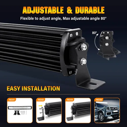 Vista 4 de AUXTINGS 22 inch Curved LED Light Bar with Remote Controller Wiring Harness,270W Triple Row Spot Flood Beam,Strobe Flash Work Light Driving