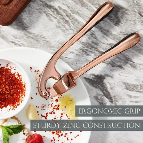 Vista 2 de Prensa de ajos premium, picadora de ajos profesional, fácil de exprimir y limpiar, a prueba de óxido y apta para lavavajillas, eficiente trituradora