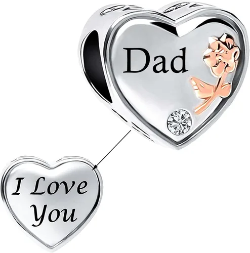 Chili Jewelry Dije de amor de corazón rosa para mamá, esposa, hija, abuela, tía, compatible con pulseras Pandora