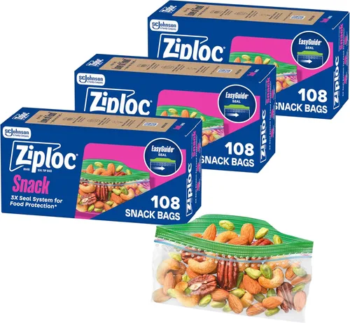 Vista 7 de Bolsas de aperitivos Ziploc con textura EasyGuide, pequeñas bolsas de almacenamiento de plástico con tecnología Grip 'N Seal, 50 bolsas en total