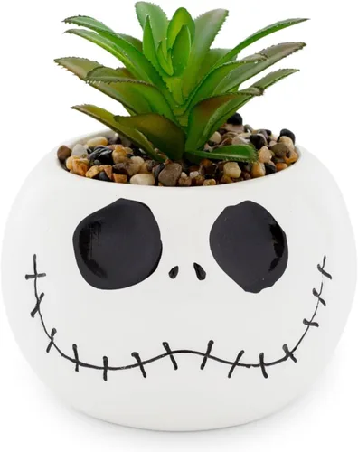 Vista 19 de Silver Buffalo Lilo and Stitch - Planta decorativa de imitación de cara decorativa en cerámica, tamaño grande