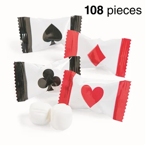 Vista 2 de Casino Poker Buttermints (108 mentas envueltas individualmente) corazones, diamantes, palos y espadas