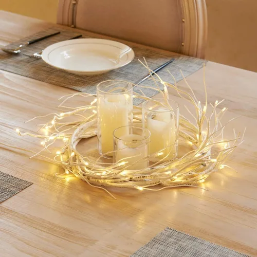 Vista 7 de Fudios Guirnalda de Abedul Iluminada con Temporizador 48 Luces LED de Hadas 6 pies Funciona con Baterías para Decoración de Repisa, Guirnalda