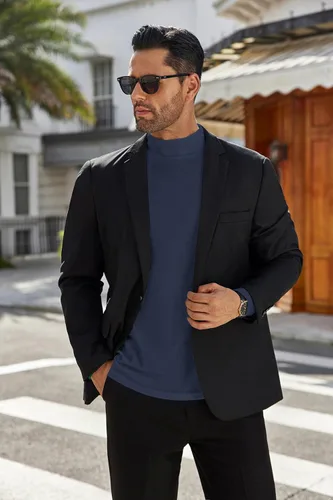 Vista 4 de Ekouaer Camisas de manga larga con cuello alto falso para hombre, suéter térmico ligero