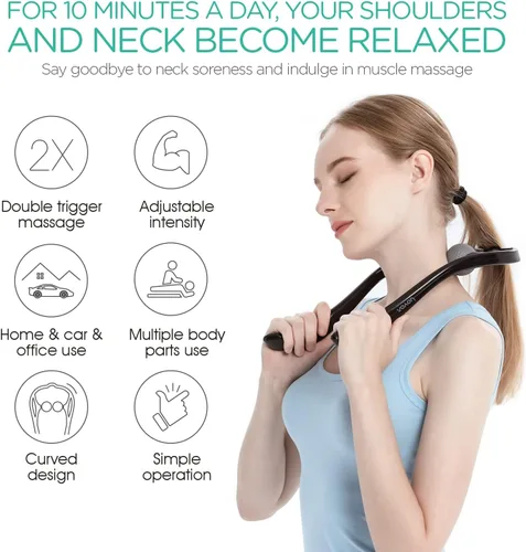Vista 2 de VOYOR Neck Massager Shiatsu Deep Tissue Dual Trigger Point Shoulder Massager for Pain Relief, Ergonomic Handle Design, Lightweight & Portable MS110