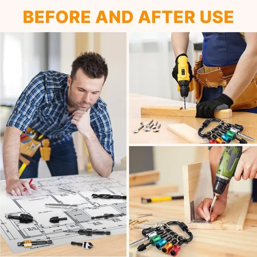 Vista 3 de 24 soportes para broca hexagonal de 1/4, barra de extensión para llavero, soporte de broca de liberación rápida para taladro de impacto, soporte