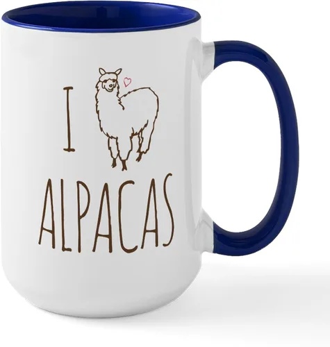 Vista 24 de CafePress Alpaca For Christmas Large Mug 15 oz (444 ml) Ceramic Coffee Mug