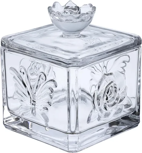 Vista 3 de Gaolinci Roses & Butterflies - Tarro de cristal para dulces, vitrales con tapa