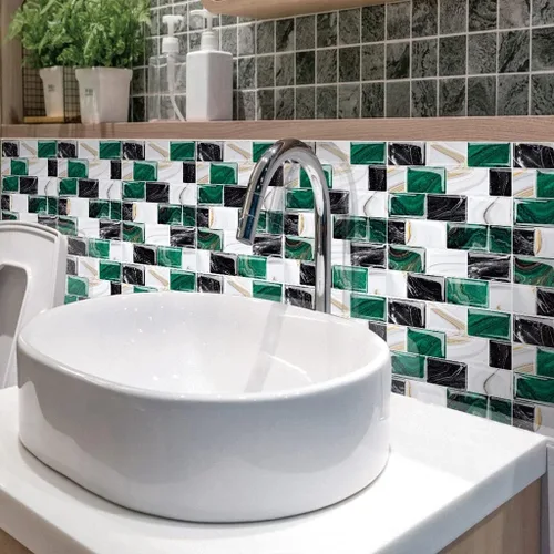 Vista 8 de Adhesivos para azulejos de despegar y pegar, autoadhesivo, impermeable, para baño, cámper, encimera, azulejos de cerámica y mármol