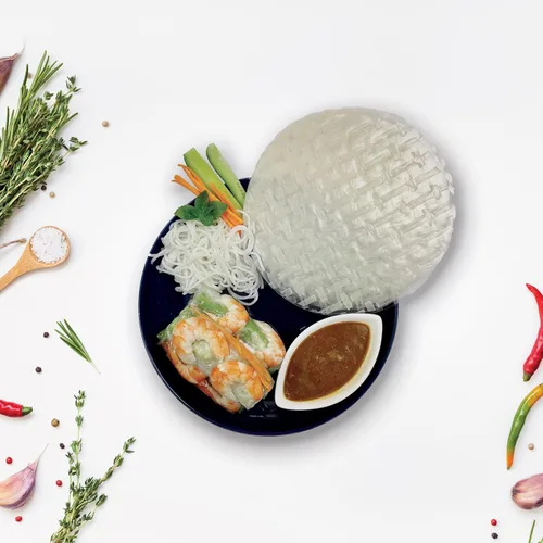 Vista 7 de TANISA Kit de comida de rollos de resorte de papel de arroz 3 en 1, envoltorios de papel de arroz, fideos de arroz con salsa de maní y soja