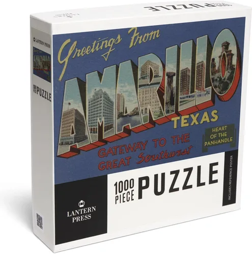 Greetings from Amarillo, Texas (Heart of the Panhandle) (1000 Piece Puzzle, Challenging Jigsaw Puzzle for Adults, Made in USA)